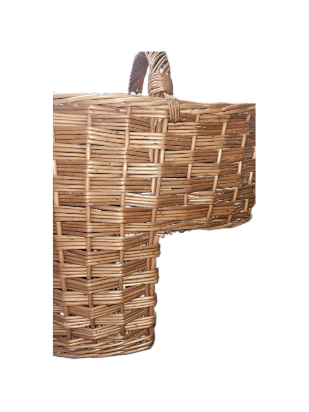 VTG Wicker Rattan Woven Stair Basket Handle Storage Organization Decor